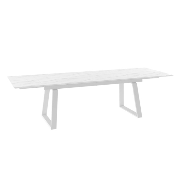 Стол ALTEZA-200, раздвижной 200(45+45)x100, МРАМОР СВЕТЛЫЙ - COMPAKT CER/БЕЛЫЙ ALTEZA 200